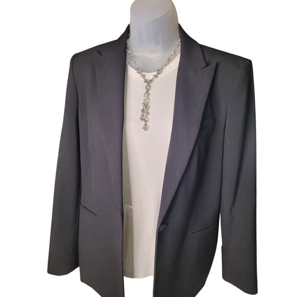 Tahari Black Fitted Blazer 3 Button Lined Sz 6 - Picture 2 of 10